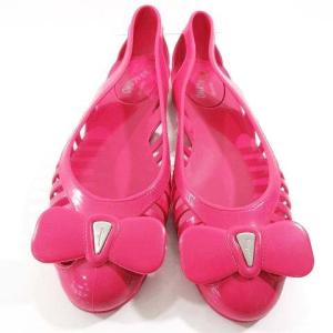 Salvatore Ferragamo フラットシューズ 靴 ラバー リボン 7 23.0?p-23.5?p ピンク イタリア製 SB01736 IBO35