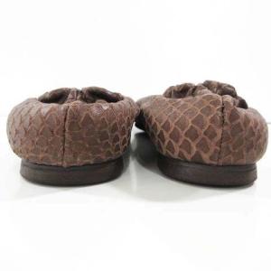 TORY BURCH バレエ フラットシューズ パイソン柄 レザー 靴 8M 25.0?p 茶 ブラウン IBO35