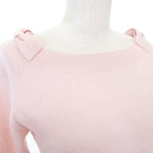 TOCCA カシミヤ100%  ニット カットソー 長袖 肩リボン プルオーバー XS ピンク IBO36