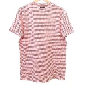 PRADA チェック Tシャツ 半袖 クルーネック カットソー イタリア製 国内正規 M ピンク IBO36