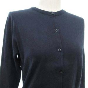 JOHN SMEDLEY カーディガン 薄手 ニット 長袖 クルーネック カットソー S 紺 ネイビー IBO36