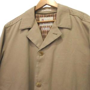 Papas ハーフ丈 コート 中綿ライナー 裏地チェック ジャケット ロゴ刺繍 48 ベージュ IBO36