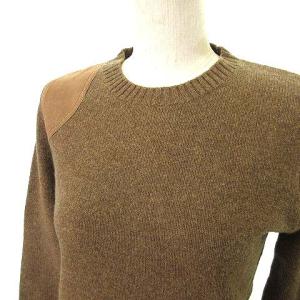 RALPH LAUREN 美品 長袖 ニット カットソー エルボーパッチ ウール L 茶 ブラウン IBO36 U90