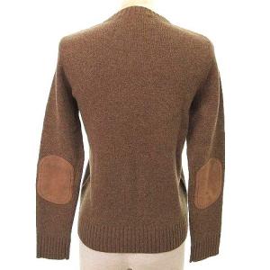 RALPH LAUREN 美品 長袖 ニット カットソー エルボーパッチ ウール L 茶 ブラウン IBO36 U90