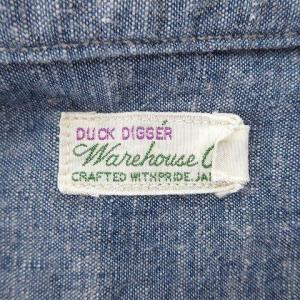 WAREHOUSE ダックディガー オープンカラーシャツ 半袖 デニム 山ポケ コットン 38 M インディゴ 青 ブルー U180