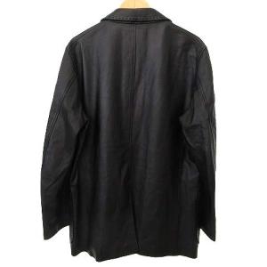 Paul Stuart 美品 テーラードジャケット シングル 3B 本切羽 センターベント ラムレザー 大きいサイズ XL 黒 ブラック IBO36