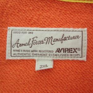AVIREX 美品 MA-1 スウェット切替 フライトジャケット コットン ナイロン 大きいサイズ 2XL オレンジ IBO36 U90