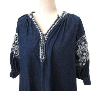 Grace Class 美品 デニム ワンピース ロング レース コットン 36 S インディゴ 青 ブルー IBO36 U180