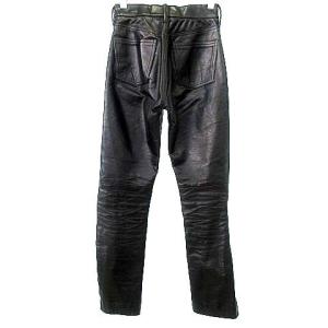 agnes b. 国内正規 レザー パンツ 牛革 ボタンフライ 36 S 黒 ブラック フランス製 IBO36 A0303