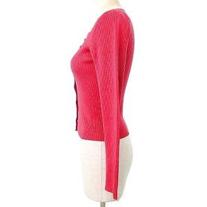 TOCCA 20th Anniversary リブニット カーディガン シルク ビーズフラワー M 赤系 ボルドー IBO36 A0303