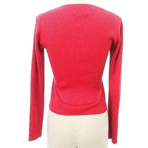 TOCCA 20th Anniversary リブニット カーディガン シルク ビーズフラワー M 赤系 ボルドー IBO36 A0303