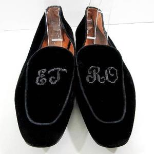 ETRO ローファー スリッポン シューズ ベロア 41 26cm 黒 ブラック IBO36 A0302