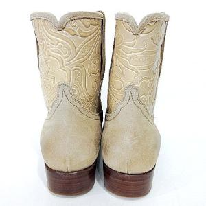ETRO ウエスタンブーツ ショート ペイズリー柄 レザー切替 スエード 41 26cm ベージュ IBO36