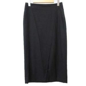 Theory 20AW オーバーラップ スカート タイト ロング スリム フロント スリット 2 黒 ブラック U30