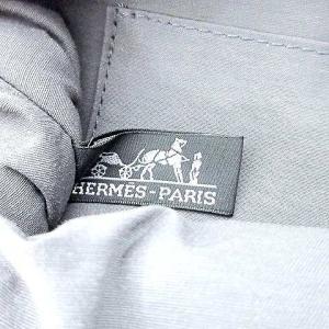 HERMES ボリード ポーチ MM キャンバス オーバル コスメケース 紺 ネイビー U180