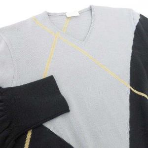 VALENTINO ROMA タグ付き アーガイル ニット 長袖 Vネック ウール カットソー イタリア製 国内正規 XL ブルー ネイビー U90