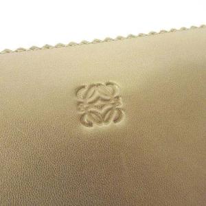 LOEWE アナグラム 長財布 レザー ラウンドファスナー ウォレット メタリック ベージュ U180