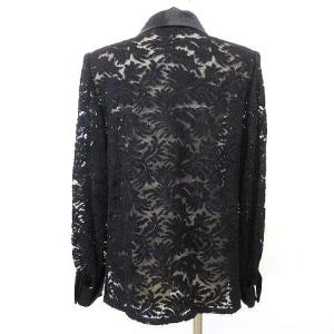 GIVENCHY 美品 ボウタイ レース シャツ 長袖 シースルー ブラウス シルクリボン 国内正規 10 黒 ブラック U90