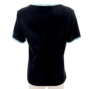 LEONARD Fashion カットソー 半袖 Uネック Tシャツ ラインストーン コットン M 黒 ブラック IBO36