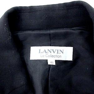 LANVIN la collection パンツスーツ 3B 背抜き ビジネス 40 L 黒 ブラックIBO36