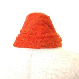 HERMES カレ80 DENTELLE レース スカーフ 80cm ｘ 80cm コットン オレンジ