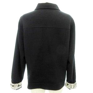LEONARD Fashion ブルゾン ジャケット ウール 襟裏袖裏花柄ライン 13AR L 黒 ブラック IBO37 A0324