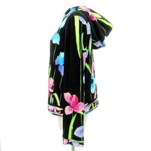 LEONARD SPORT ジップ パーカー ベロア 花柄 総柄 42 黒