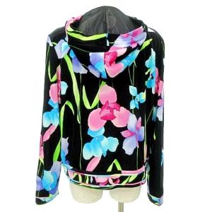 LEONARD SPORT ジップ パーカー ベロア 花柄 総柄 42 黒