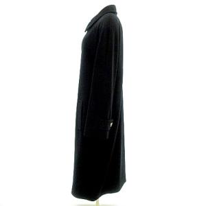 LEONARD 90S カシミヤ ロング コート 身頃裏地シルク総柄 11AR M?L 黒 ブラック ガーメントケース付 IBO37 A0324