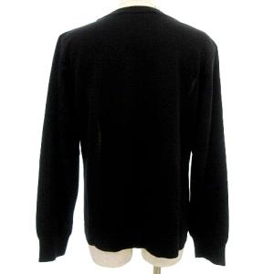 LEONARD Fashion ニット セーター 長袖 薄手 シルク混 花柄 切替 LL ブラック ピンク