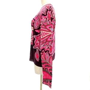 LEONARD Paris ニット 薄手 ウール 総柄 長袖 M?Lサイズ相当 ピンク IBO37 A0323