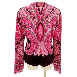 LEONARD Paris ニット 薄手 ウール 総柄 長袖 M?Lサイズ相当 ピンク IBO37 A0323