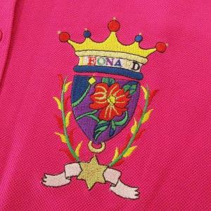 LEONARD SPORT 美品 ポロシャツ 鹿の子 半袖 カットソー 刺繍 ラメライン L ピンク IBO37