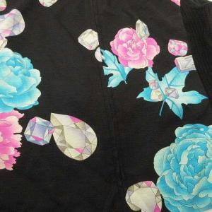 LEONARD SPORT ジップ ベスト 花柄 ジュエリー プリント サイドリブ ゴルフウエア 42 Lサイズ 黒 ブラック  IBO37