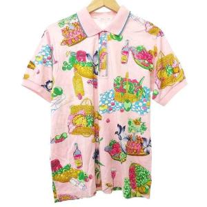 LEONARD SPORT ポロシャツ ピクニック フルーツ バスケット柄 カットソー 半袖 L ピンク IBO37