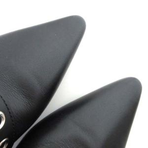 LOUIS VUITTON モノグラム ベルト ショートブーツ サイドジップ レザー 37.5 24cm ブラック U180