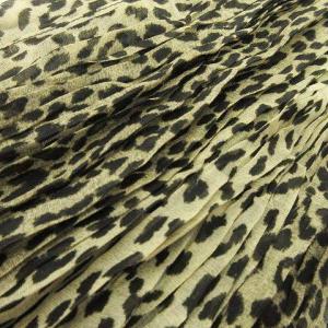 SAINT LAURENT PARIS エディ期 14年製 ベイビーキャット ストール シルク ウール 総柄 シワ加工 ベージュ