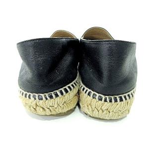 CHANEL スリッポン ココマーク レザー エスパドリーユ 38 24cm 黒 ブラック IBO37