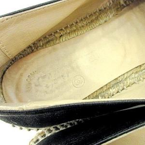 CHANEL スリッポン ココマーク レザー エスパドリーユ 38 24cm 黒 ブラック IBO37
