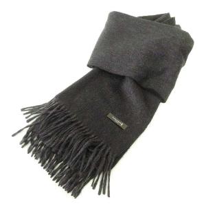 MACKINTOSH 美品 カシミヤ100% マフラー フリンジ 無地 シンプル ビジネス カジュアル 黒 ブラック IBO37