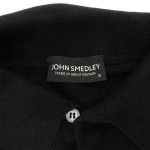 JOHN SMEDLEY ニット ポロシャツ 半袖 ボタン コットン S 黒 ブラック IBO37 U90