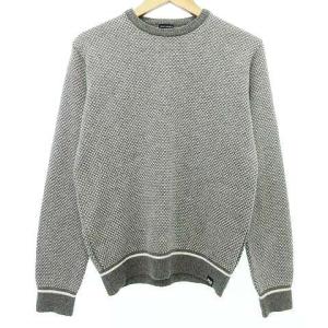 美品 サーモライト ジャカード セーター 長袖 ニット プルオーバー カジュアル アウトドア WL グレー IBO37