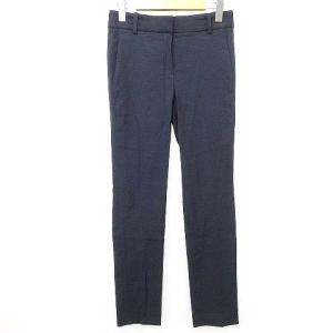 近年 スラックス リネン混 テーパード パンツ 無地 00 約XS 紺 ネイビー IBO37