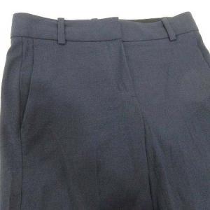 Theory 近年 スラックス リネン混 テーパード パンツ 無地 00 約XS 紺 ネイビー IBO37