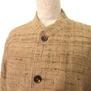 JURGEN LEHL シルクツイード コート ジャケット ハイネック M キャメル IBO37 U90