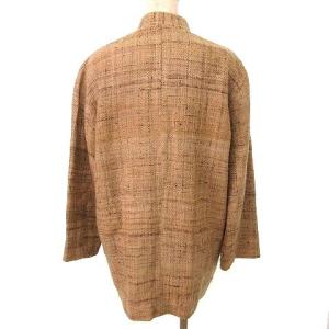 JURGEN LEHL シルクツイード コート ジャケット ハイネック M キャメル IBO37 U90