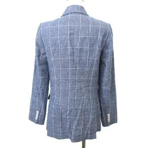 Brooks Brothers 美品 近年 綿麻 ダブル ジャケット リネン コットン混 チェック 2 S インディゴ 青 ブルー IBO37 U90