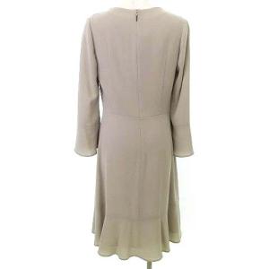 EPOCA フリル ワンピース ひざ丈 リボン 長袖 薄手 シフォン 40 ベージュ U90