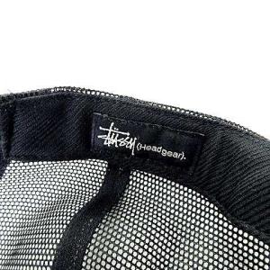 STUSSY メッシュCAP ストックロゴ サーフ スナップバック 帽子 黒白 ブラック 90