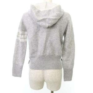 M'S GRACY 近年 ニット ジップ パーカー 裾ボタン フラワーチャームジップ トップス 40 ライトグレー U90